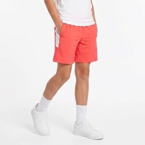 DSG Boys All Sport Short Cabana Coral Pure White L 14-16 Moisture Wicking New